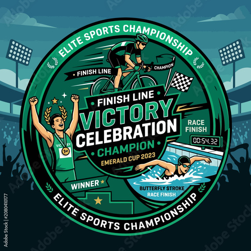 Elite Sports Championship Victory Celebration And Race Finish Montage