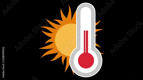 Sun displaying high temperature on a mercury thermometer