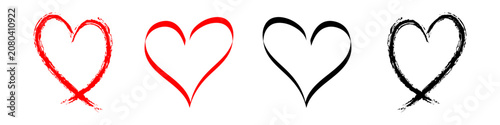Fotografija Grunge red love heart silhouettes Clipart symbol, icon vector illustration