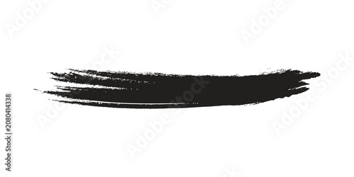 Textured black ink brush stroke isolated on transparent background for creative design projects