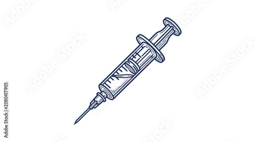 Tableau sur toile Medical Syringe with Needle Illustration.
