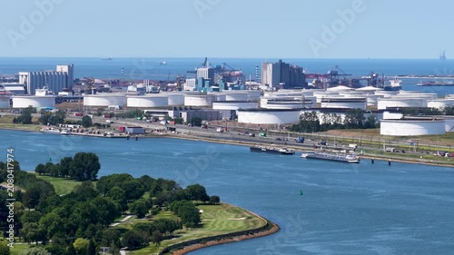 Oil storage terminals at the Europoort port, Maasvlakte Rotterdam Aerial
