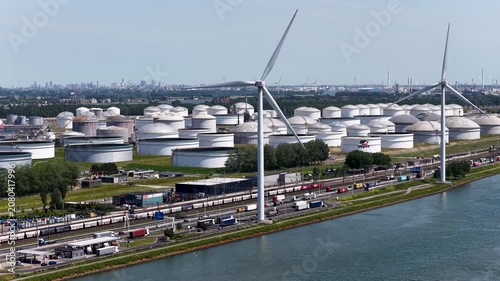 Oil storage terminals at the Europoort port, Maasvlakte Rotterdam Aerial