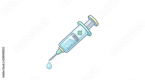 Cuadro en lienzo Medical Syringe with Droplet Falling from Needle Tip.