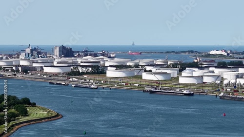 Oil storage terminals at the Europoort port, Maasvlakte Rotterdam Aerial