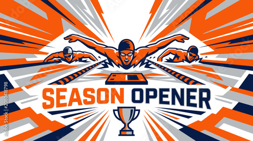 Dynamic Swimming Race Season Opener Competition Trophy Illustration