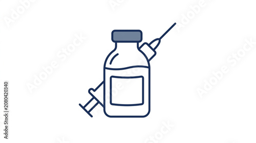 Medical syringe and vial icon for healthcare and medicine concepts.
