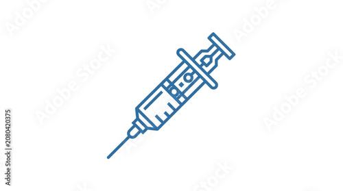 Medical Syringe Icon Line Art Illustration.