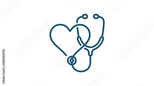 Medical stethoscope wrapped around a heart symbol.
