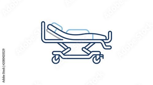 Medical Stretcher Icon with Patient Illustration.
