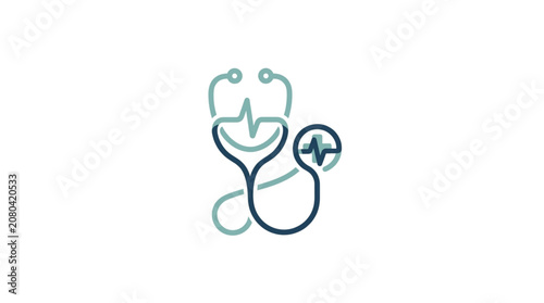 Medical stethoscope with heart rhythm symbol.