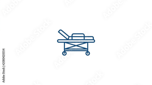 Medical Stretcher Icon with Wheels and Adjustable Headrest.