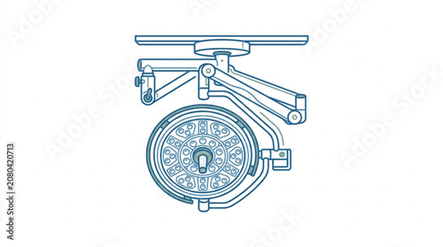 Medical surgical operating room ceiling light fixture illustration.
