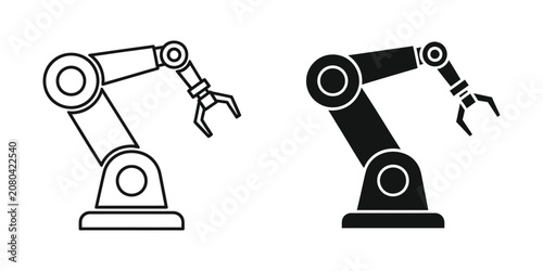 Canvastavla Robotic arm industrial automation set featuring mechanical manipulator in black