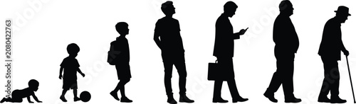 Konstfotografi Human Life Stages Silhouette Collection from Baby to Elderly Person Isolated on