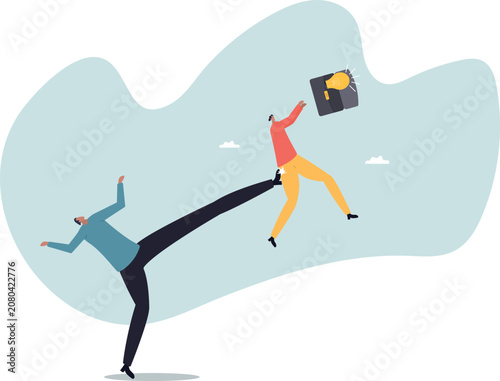 Schilderij op canvas Business dishonesty, betrayal or jealousy colleague, career competitor or cheating