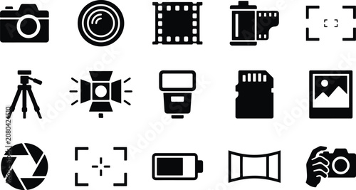 Canvastavla Collection of photography and videography icons