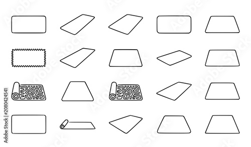 One line yoga mat icon set minimalist continuous line fitness equipment vector eps10