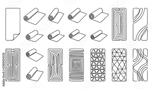 Pet care outline icons set veterinary dog cat grooming and training vector eps10
