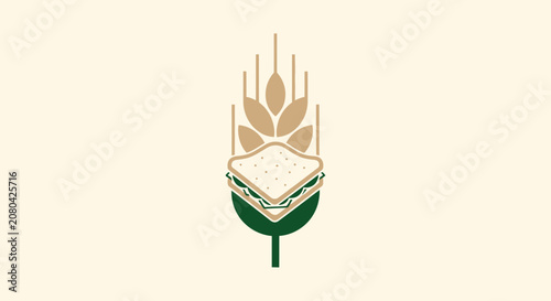 Natural Sandwich And Wheat Logo Illustrating A Delicious Healthy Food Concept