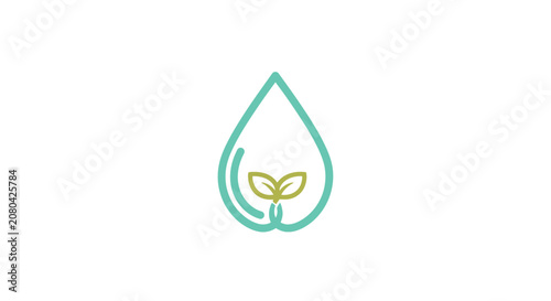 Natural Water Droplet With Green Leaves Symbolizing Growth and Environmental Harmony