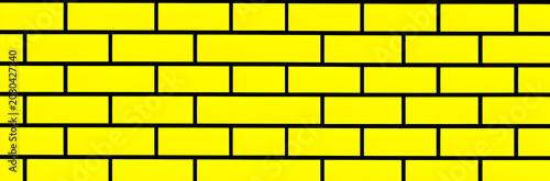 Simple Yellow Brick Wall with Black Mortar Lines – Flat Style Horizontal Background