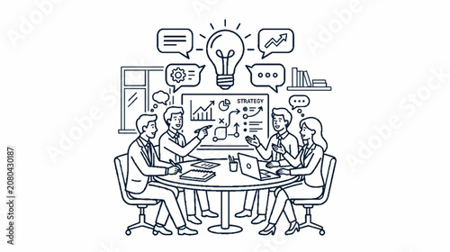Brainstorming ideas and communication concept icons