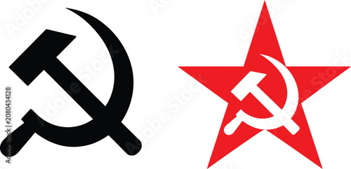 Quadro su tela Hammer and Sickle Communist Symbols with Red Star