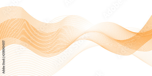 Abstract orange wave lines flowing on white background for modern design element