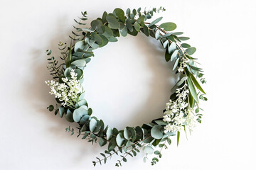 Elegant eucalyptus wreath in soft teal and green hues