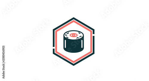Minimalistic Sushi Illustration: A Hexagonal Graphic Featuring Japanese Cuisine Elements
