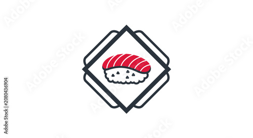 Minimalistic Sushi Illustration in a Geometric Frame Perfect for Japanese Cuisine Branding Design