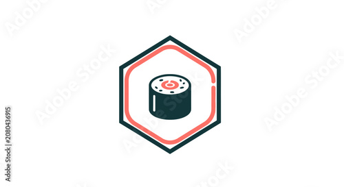 Minimalistic Sushi Illustration: A Hexagonal Graphic For Japanese Cuisine Concepts