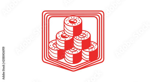 Minimalistic Sushi Illustration Red Design Emblem Perfect For Food Industry Branding
