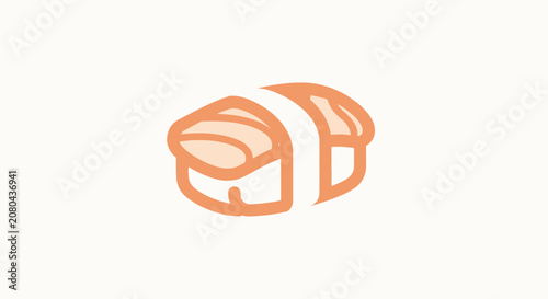 Minimalistic Sushi Illustration With Orange Tones Against White Background for Restaurant Menu