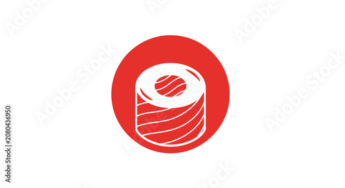 Minimalistic Sushi Roll Vector Design Within A Red Circle Conceptual Graphic Art