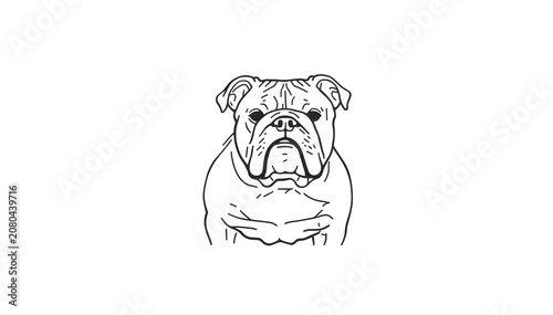 Bold black and white bulldog line art illustration isolated on white background