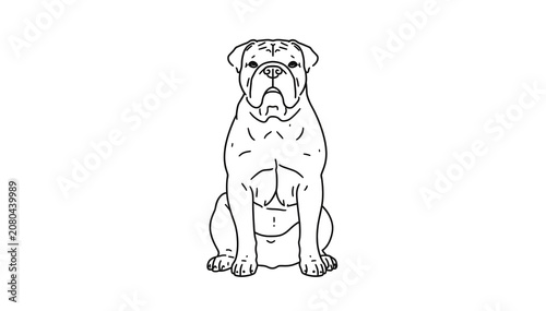 Sitting Chinese Shar-Pei Dog in bold line art on white background