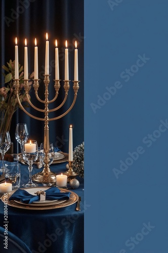 Elegant Table Setting for Dinner With Candles and Decorations