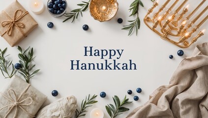 Celebration of Hanukkah With Decorations and Candles on a Table