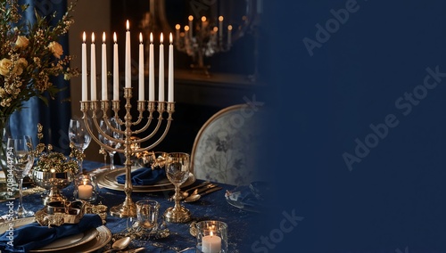 Elegant Dinner Table Setup With Candles and Floral Arrangements for a Special...