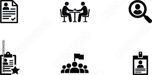 Business Icons Representing Hiring Recruitment And Teamwork Concepts resume checklist