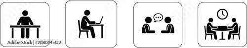 Business Icons Representing Work and Meetings vector people