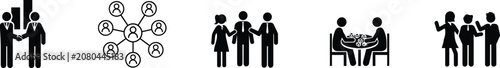 Business Icons Depicting Handshake Networking Meeting And Discussion deal agreement