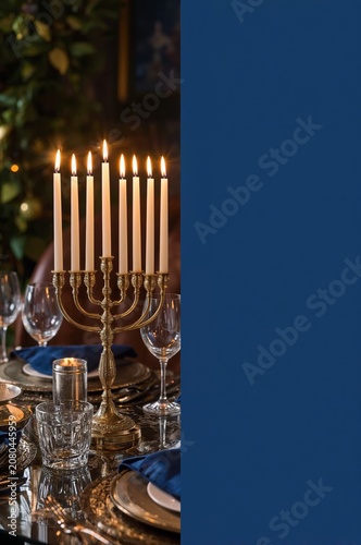 Candles Glow on a Dining Table Set for a Special Gathering at Night