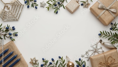 Bright Decorations Surround Gifts and Ornaments on a Table for a Holiday Cele...