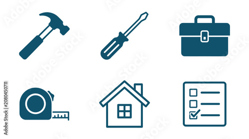 Construction and renovation tools and icons