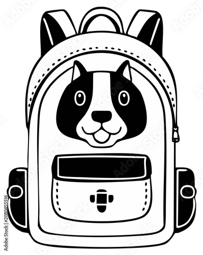 Dog-themed backpack illustration for school or travel isolated