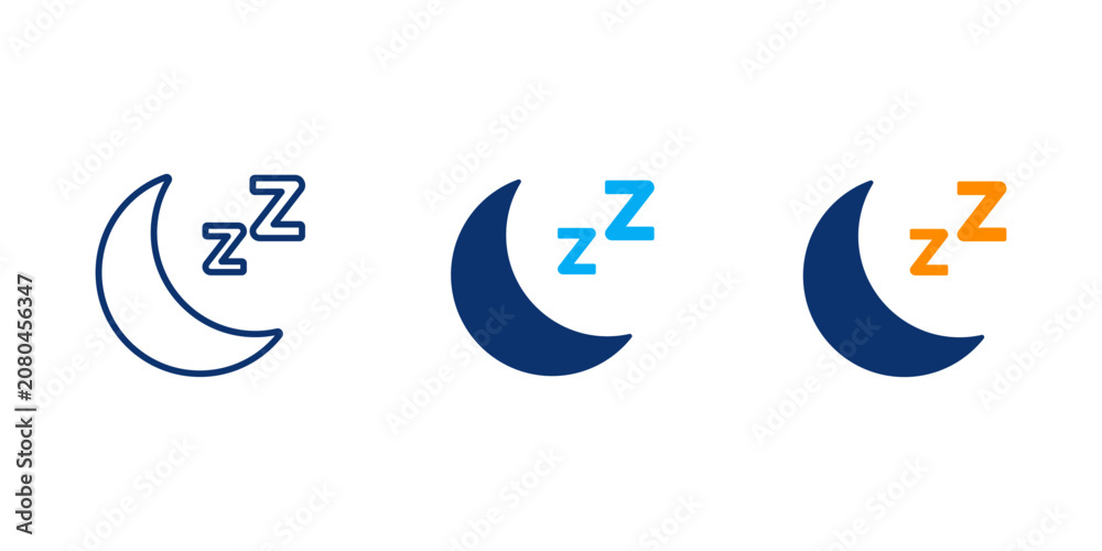 Fototapeta premium Sleep Icon Set, Outline, and solid vector icons