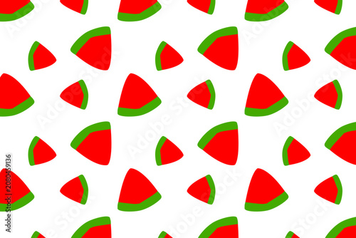 Seamless pattern of cute watermelon slices on white background vector illustration